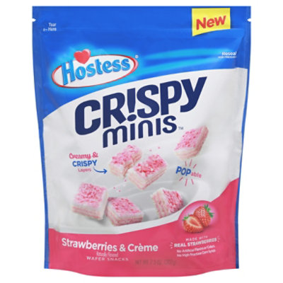 Hostess Crispy Minis Strawberries & Creme Flavored Bite-Sized Wafer Snacks - 7.3 Oz