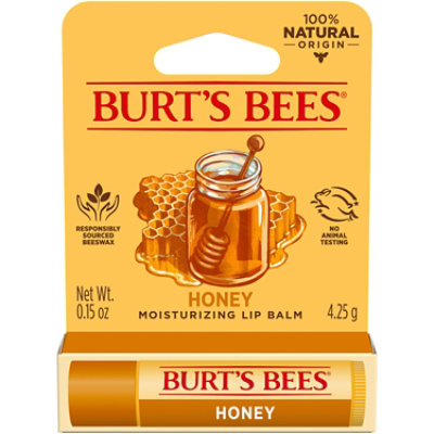 Burts Bees 100% Natural Honey with Beeswax Moisturizing Lip Balm Tube - Each - Image 1