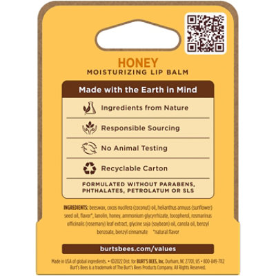 Burt's Bees 100% Natural Origin Honey with Beeswax Moisturizing Lip Balm Tube - Each - Image 2