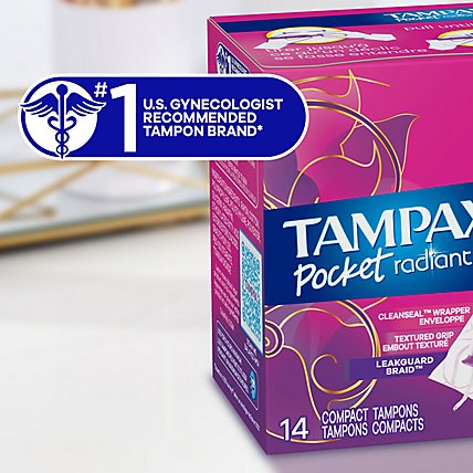 Tampax Pocket Radiant Tampons Regular Super Absorbency Unscented Duo Pack - 28 Count - Image 4