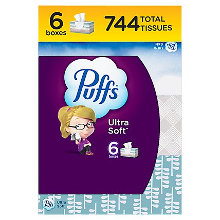 Puffs Ultra Soft Non-Lotion Facial Tissue Family Box - 6-124 Count - Image 2