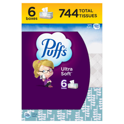 Puffs Ultra Soft Non-Lotion Facial Tissue Family Box - 6-124 Count - Image 1