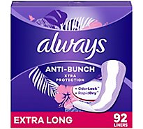 Always Daily Liners Anti Bunch Xtra Protection Exra Long Unscented - 92 Count