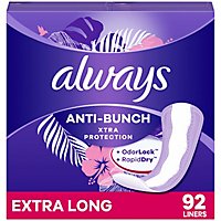 Always Anti Bunch Xtra Protection Daily Liners Exra Long Absorbency Unscented - 92 Count