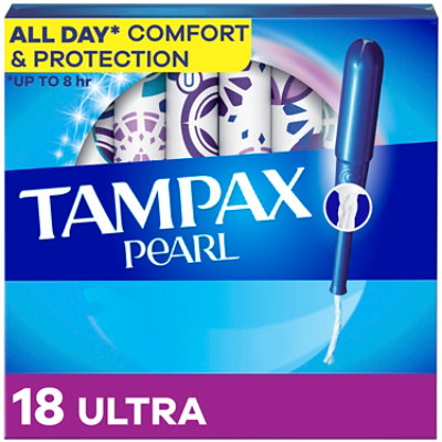 Tampax Pearl Tampons Ultra Absorbency - 18 Count - Image 1