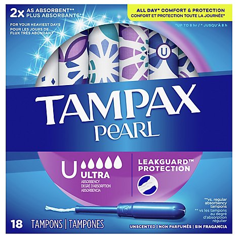 Tampax Pearl Tampons Ultra Absorbency Unscented - 18 Count