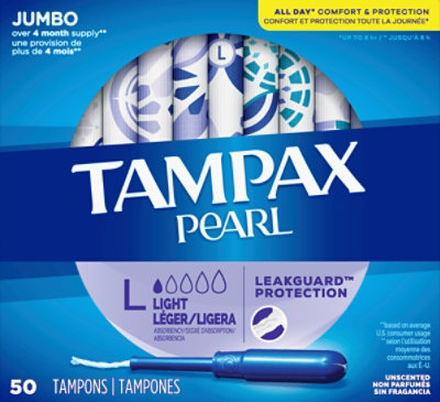 Kom op chauffør entreprenør Tampax Pearl Tampons Light Absorbency - 50 Count - Albertsons