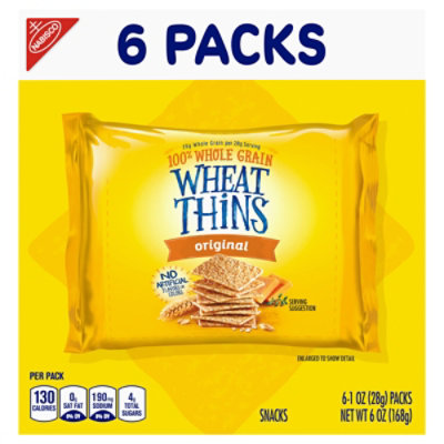 Wheat Thins Original Whole Grain Wheat Crackers - 6 Count