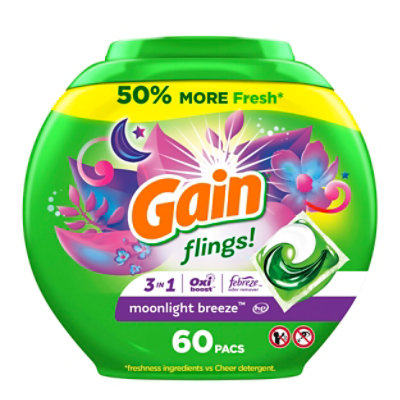 Gain flings! HE Compatible Moonlight Breeze Scent Liquid Laundry Detergent - 60 Count - Image 1