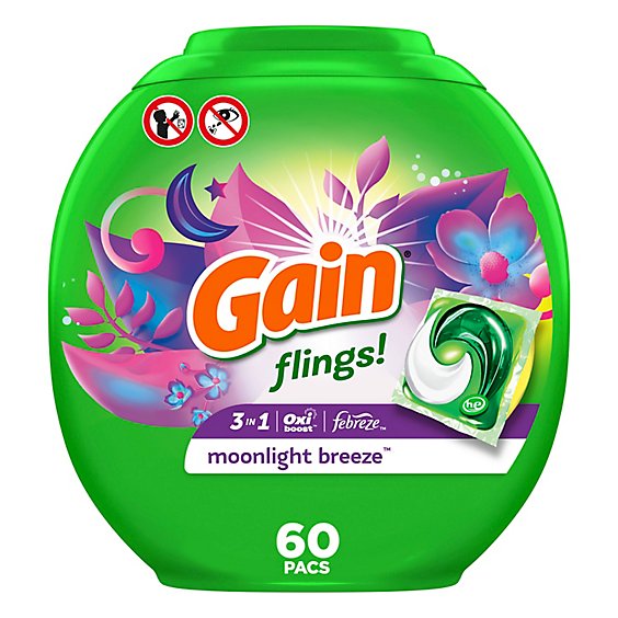 Gain flings! HE Compatible Moonlight Breeze Scent Liquid Laundry Detergent - 60 Count