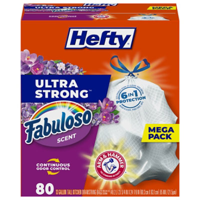 Hefty Ultra Strong Kitchen Drawstring Trash Bags Tall 13 Gallon Fabuloso Scent - 80 Count - Image 2