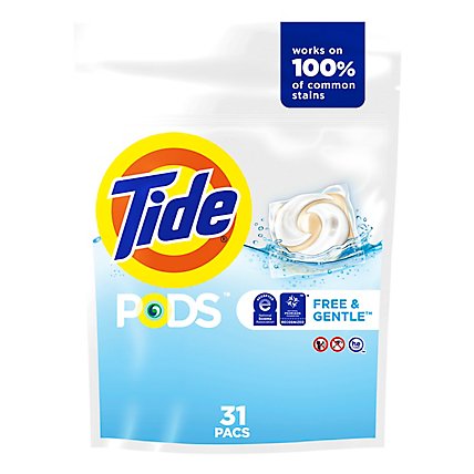 Tide PODS and Gentle Liquid Laundry Detergent Soap Pacs HE Compatible - 31 Count - Image 2