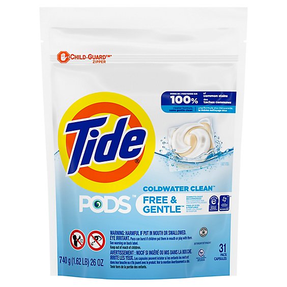 Tide PODS and Gentle Liquid Laundry Detergent Soap Pacs HE Compatible - 31 Count