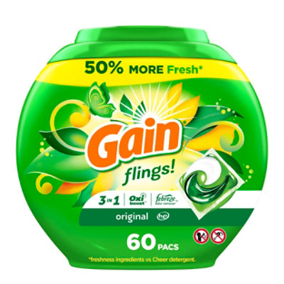 Gain flings! HE Compatible Original Scent Liquid Laundry Detergent - 60 Count - Image 1