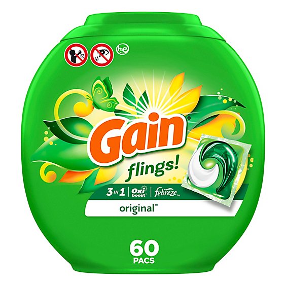 Gain flings! HE Compatible Original Scent Liquid Laundry Detergent - 60 Count