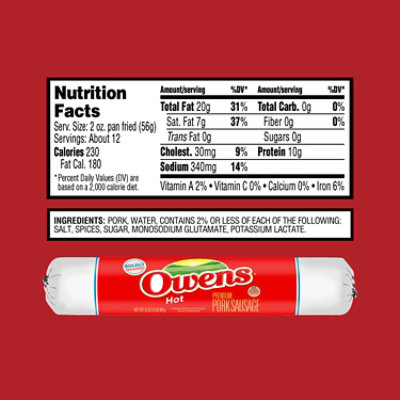 Owens Roll Sausage Hot - 32 OZ - Image 7