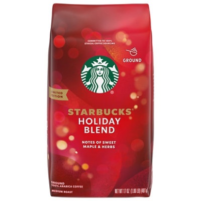 Starbucks Holiday Blend 100% Arabica Limited Edition Medium Roast Ground Coffee Bag - 17 Oz