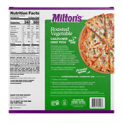 Milton's Craft Bakers Roasted Vegetable Cauliflower Crust Pizza - 11 Oz - Image 5