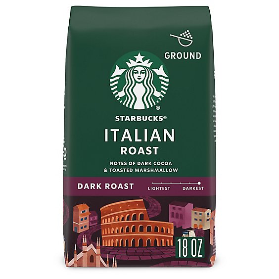Starbucks Italian Roast 100% Arabica Dark Roast Ground Coffee Bag - 18 Oz