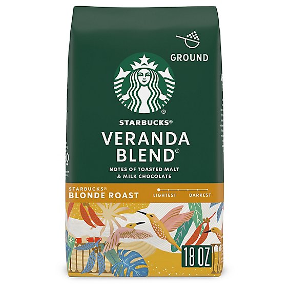 Starbucks Veranda Blend 100% Arabica Blonde Roast Ground Coffee Bag - 18 Oz