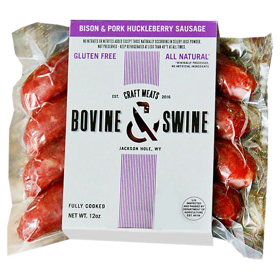 Bovine & Swine Bison & Pork Huckleberry Sausage - 12 OZ