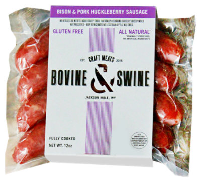 Bovine & Swine Bison & Pork Huckleberry Sausage - 12 OZ