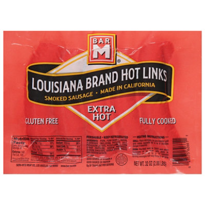 Bar-M Sausage Louisiana Hot Link - 32 OZ - Kings Food Markets
