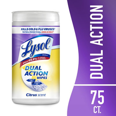 Lysol Dual Action Citrus Disinfecting Wipes - 75 Count - Image 1