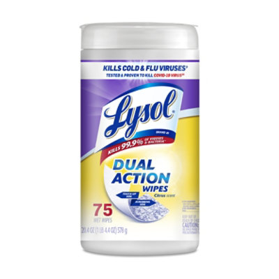 Lysol Dual Action Citrus Disinfectant Wipes Toilet Bowl Cleaner - 75 Count - Image 2