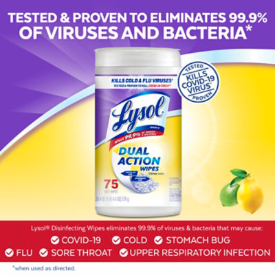 Lysol Dual Action Citrus Disinfecting Wipes - 75 Count - Image 4