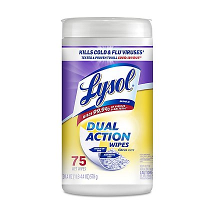 Lysol Dual Action Citrus Disinfecting Wipes - 75 Count - Image 1
