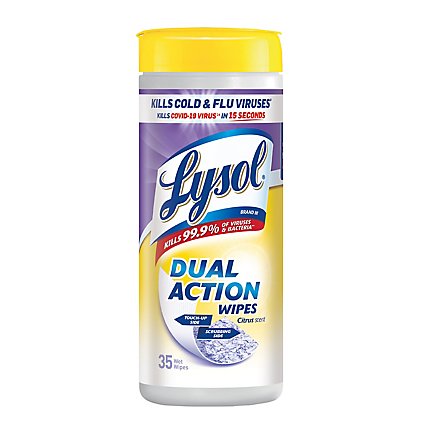 Lysol Dual Action Wipes - 35 Count. - Image 1