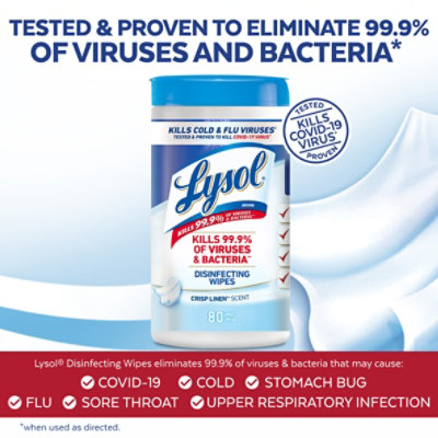 Lysol Crisp Linen Disinfectant Wipes Toilet Bowl Cleaner - 80 Count - Image 2