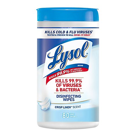 Lysol Wipes Disinfectant Cleaner Linen - 80 CT