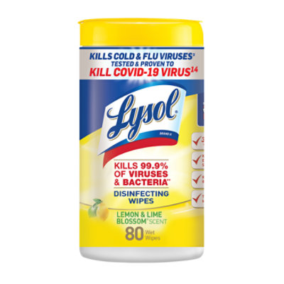 Lysol Lemon & Lime Blossom Scent Sanitizing Wipes - 80 CT