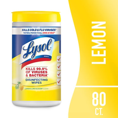 Lysol Multi-Surface Lemon Lime Blossom Disinfectant Wipes - 80 Count - Image 1