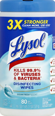 Lysol Disinfecting Wipes Ocean Fresh Scent - 80 CT - Image 2