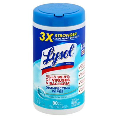 Lysol Disinfecting Wipes Ocean Fresh Scent - 80 CT - Image 1