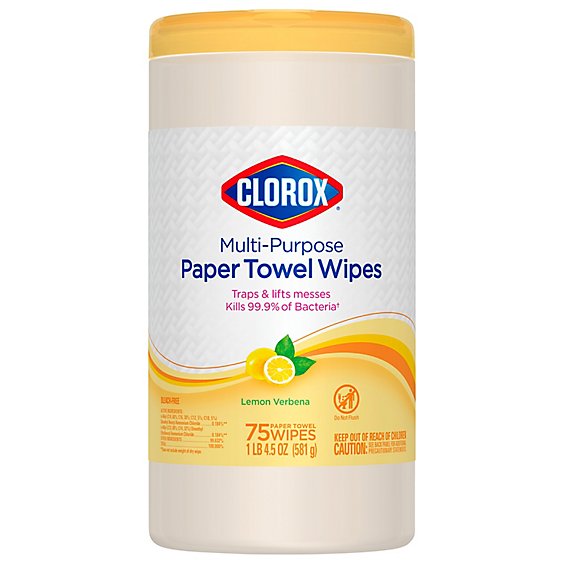Clorox Multi-purpose Paper Towel Wipes, Lemon Verbena Scent  75 Wipes - 75 CT