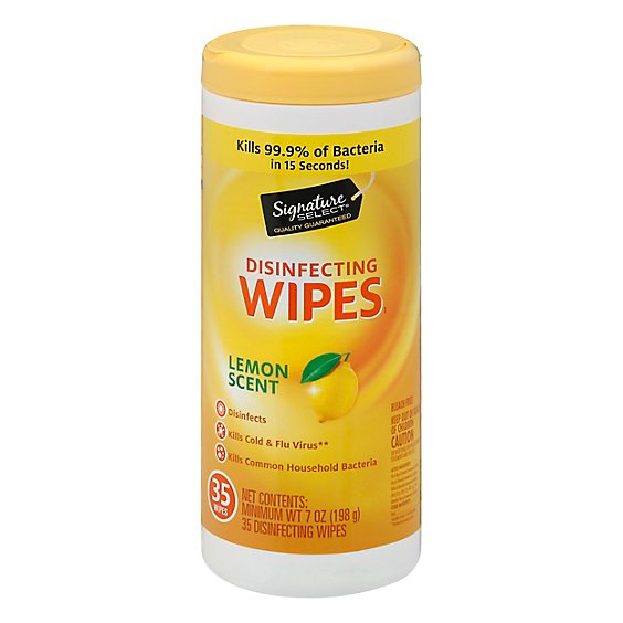 Signature Select Wipes Disinfectant Lemon Scent - 35 CT