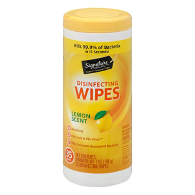 Signature SELECT Lemon Scent Disinfectant Wipes - 35 Count - Image 1