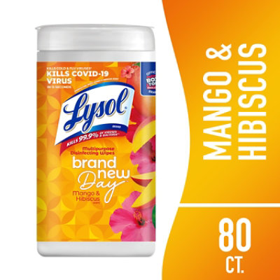 Lysol Multi Surface Mango And Hibiscus Disinfectant Wipes - 80 Count - Image 1