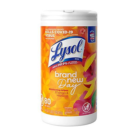 Lysol Disinfecting Wipes Brand New Day Mango/hibiscus - 80 CT