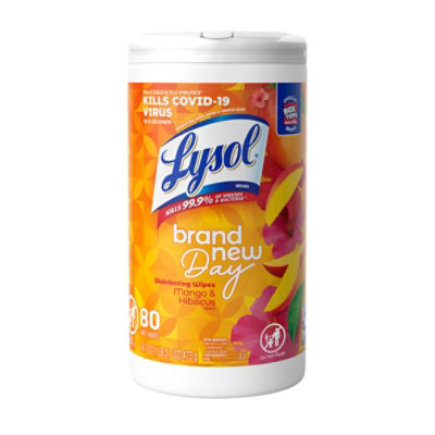 Lysol Multi Surface Mango And Hibiscus Disinfectant Wipes - 80 Count