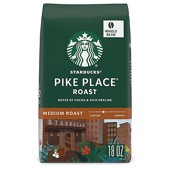 Starbucks Pike Place Roast 100% Arabica Medium Roast Whole Bean Coffee Bag - 18 Oz