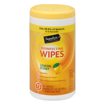 Signature SELECT Lemon Scent Disinfectant Wipes - 75 Count - Image 2