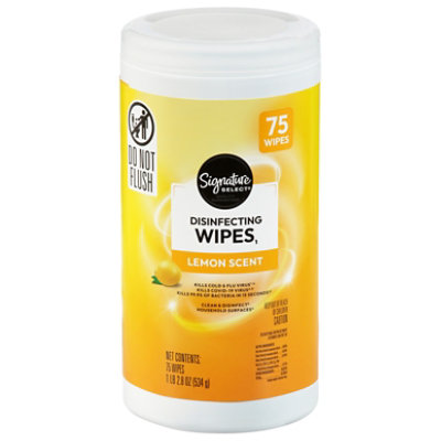 Signature SELECT Lemon Scent Disinfectant Wipes - 75 Count - Image 1