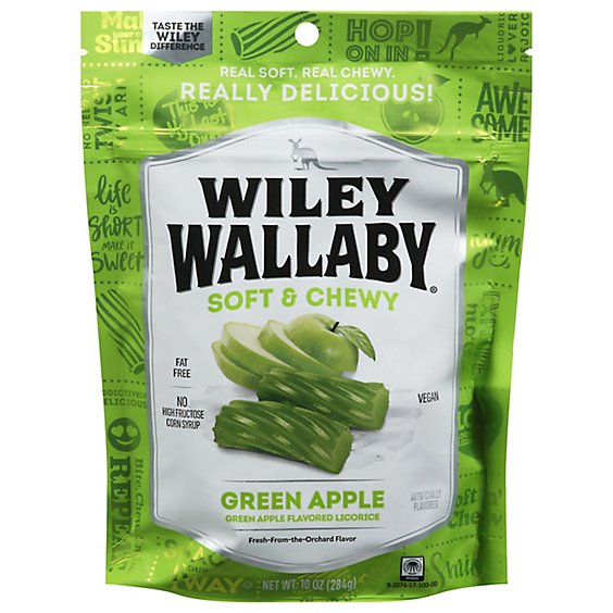 Wiley Wallaby Grn Apple Licorice Bag - 10OZ