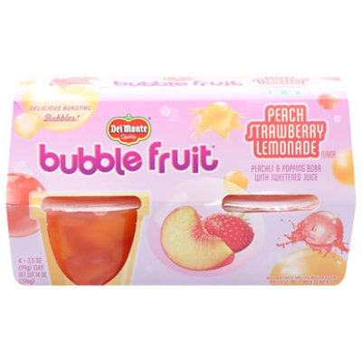 Del Monte Bubble Fruit Peach Strawberry Lemonade Peaches & Popping Boba - 4-3.5 OZ - Image 3