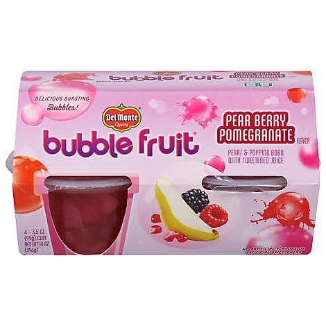 Del Monte Bubble Fruit Pear Berry Pomegranate Pears & Popping Boba With - 4-3.5 OZ